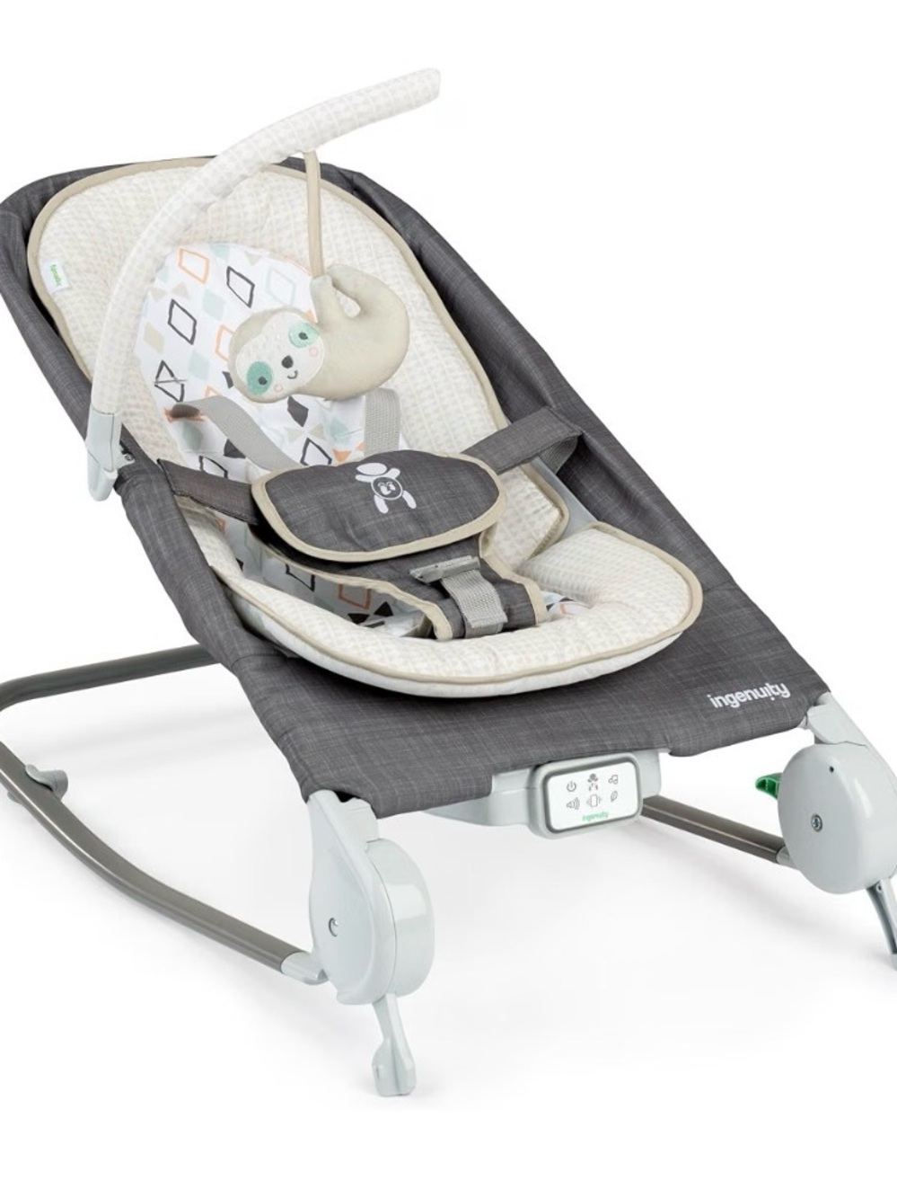 Ingenuity Happy Belly Rock-to-Bounce Baby Bouncer Massage Seat Parker New